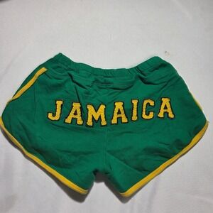 Laid-Back Vintage Classics Jamaica Shorts Green Yellow Dolphin Athletic Womens M